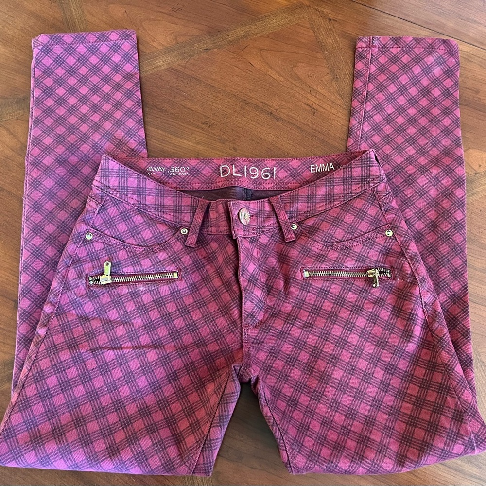 DL1961 Women's Red Plaid Jeans